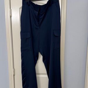 Worthington Navy Wide Leg Cargo Pants
